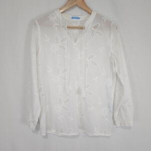 J. McLaughlin Women's White Eyelet Embroidered Top